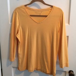Amber Sun Yellow V Neck Tee Size L